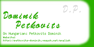 dominik petkovits business card